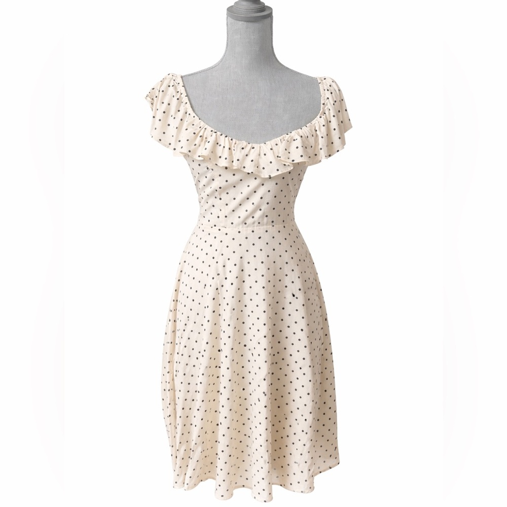 NWT Old Navy Cream Polka Dot Smocked Midi Dress XS Cottagecore